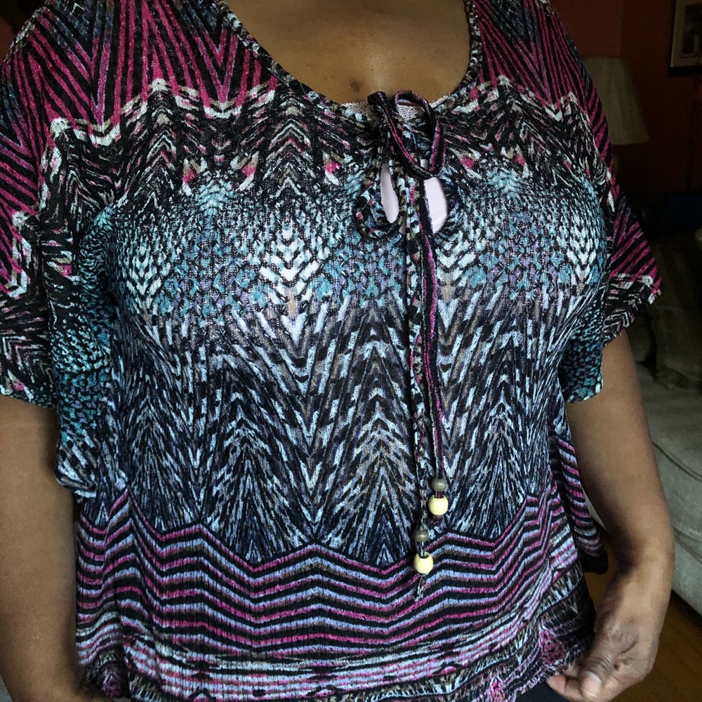 Thin Sheer Multi-Patterned Shirt - Picture 3 of 12